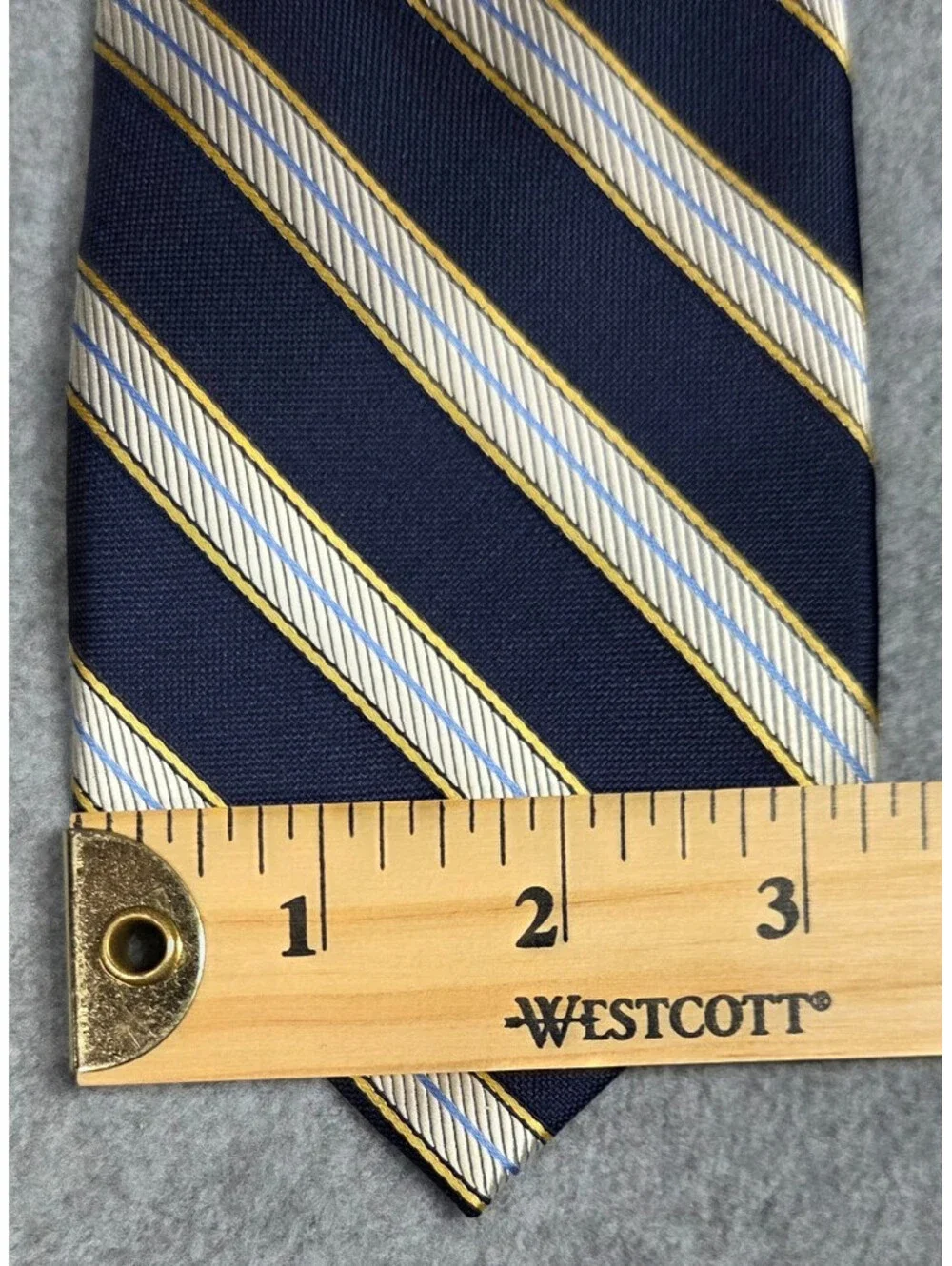 Nautica Silk Necktie Navy Blue Gold Stripe Classic Repp Regimental Mens Tie EXC